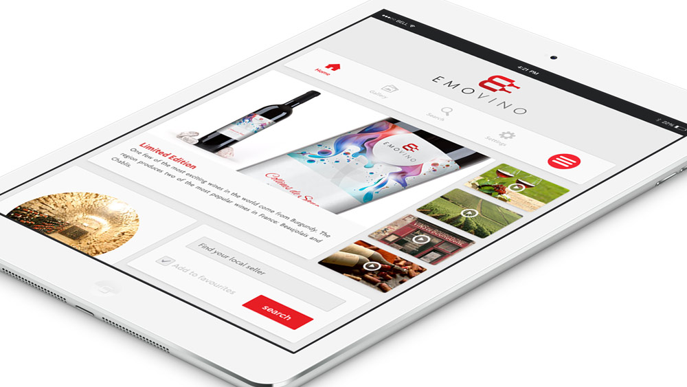 Emovino Logo Design Tablet Application