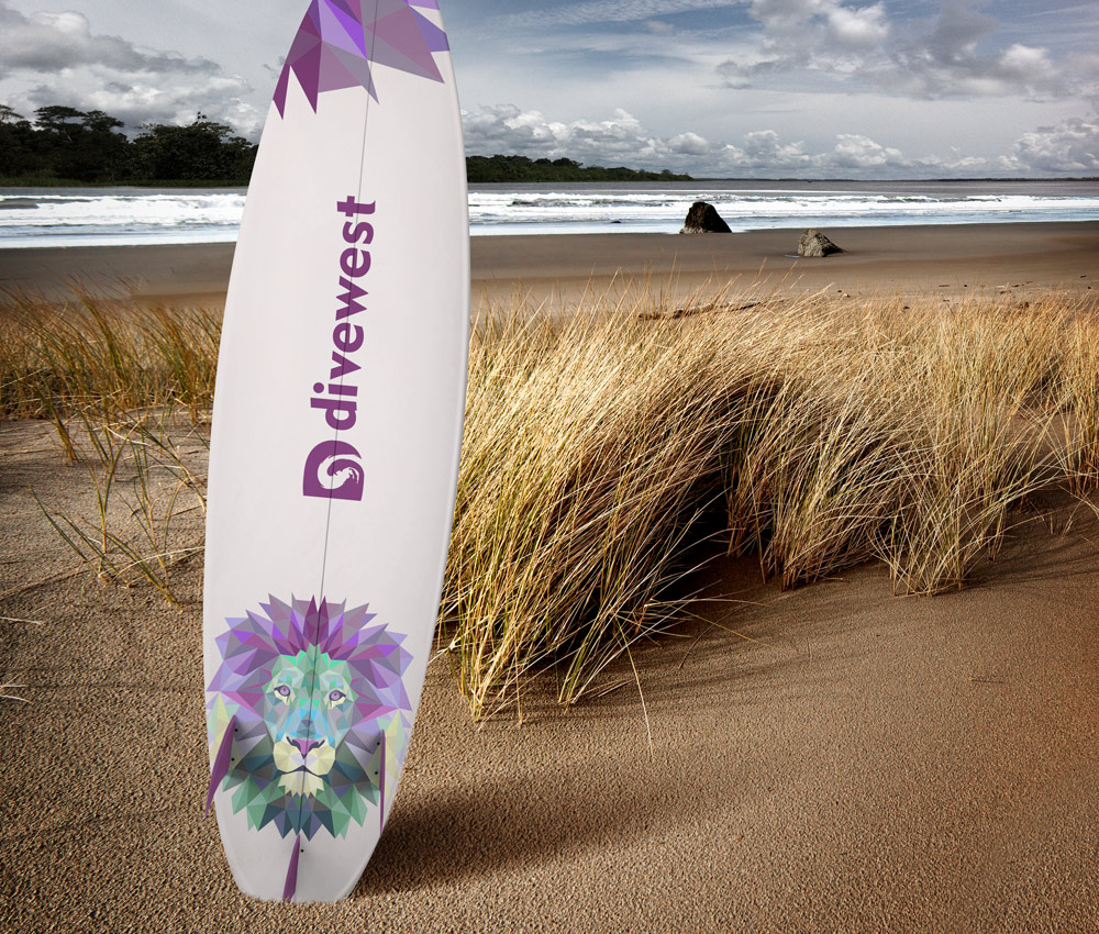Divewest – Surf Board Logo Design